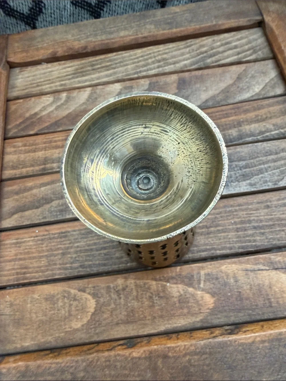 Vintage Brass Pierced Taper Candle Holder | Boho Goblet Style